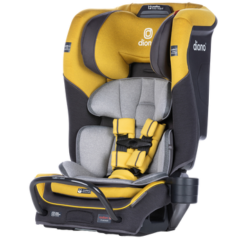 yellow car seat and stroller