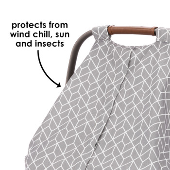 Infant Car Seat Cover protects from wind chill, sun and insects  [Gray]