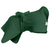 Green dog dressing gown by Dogrobes UK in towelling fabric. A 3-in-1 towelling robe for dogs to dry, warm and comfort them.