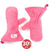 Pair of Dogrobes' pink dog drying mitts for drying your dog's legs and paws quickly or for a quick rub down.
