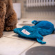 Teal Gauntlets, dog drying mitts lying on the floor next to dog’s paws. The dog is about to have their legs and paws dried.