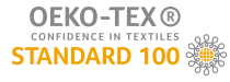 OEKO-TEX Standard 100 certified logo showing Dogrobes fabric safety and quality assurance