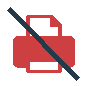 Red printer icon image with a black line through it