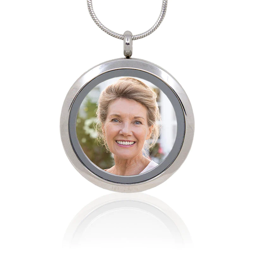 The Bella Photo Cremation Necklace in Silver - product view 1