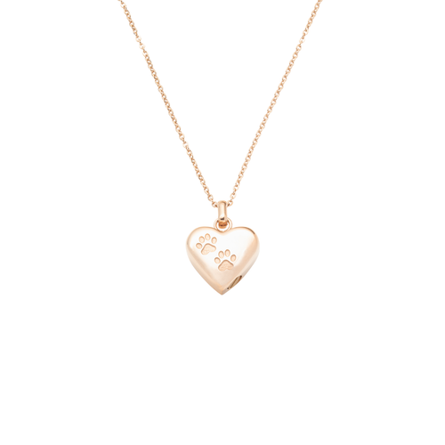 The Claire with Paws Cremation Necklace in Stainless Steel / Rose Gold - product view 1