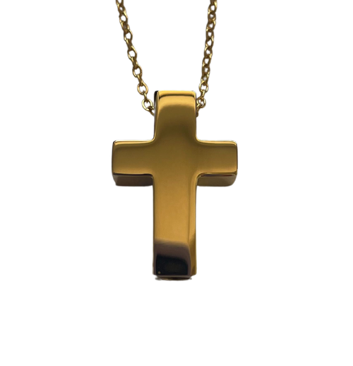 The Cross Cremation Necklace in Stainless Steel / Gold - product view 1