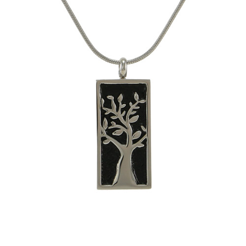 Pewter/Onyx Pendant Embossed Tree