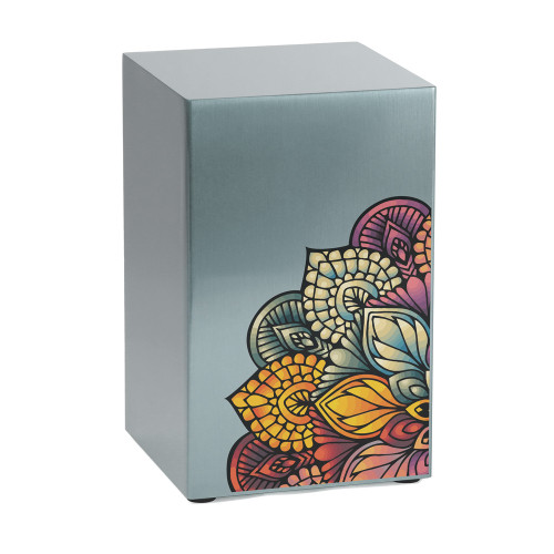 Life Canvas Mandala Pewter, Companion Urn Left Side