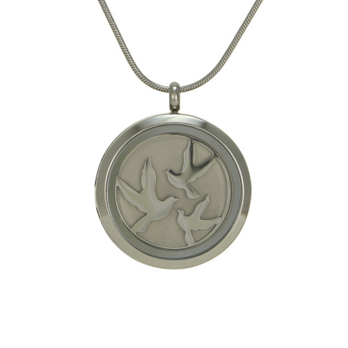 Pewter Round Hinged with Pewter Birds