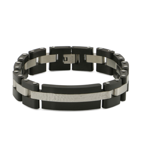 Onyx/Pewter Cable Link Bracelet