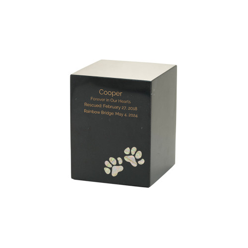 Monumental Memorials Pet Paws Pearl Inlay, Black