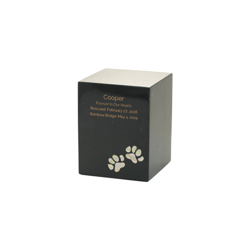 Monumental Memorials Pet Paws Pearl Inlay, Black