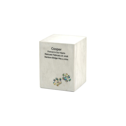 Monumental Memorials Pet Paws Blue Inlay, White