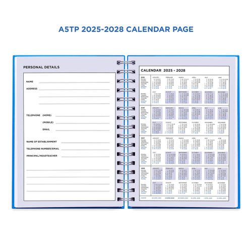 Example pages from a Pirongs Teacher Planner, showing a 4 year continuation calendar page Example pages from a Pirongs Teacher Planner, showing a 4 year continuation calendar page