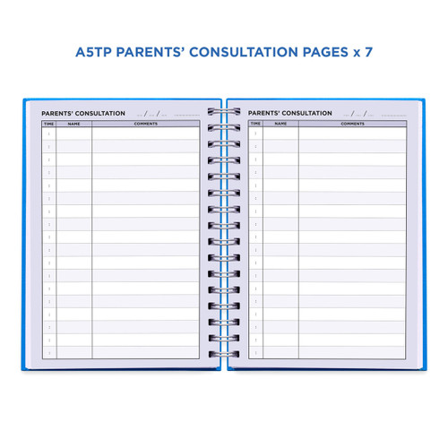 Example pages from a Pirongs Teacher Planner, showing parents' consultation pages Example pages from a Pirongs Teacher Planner, showing parents' consultation pages