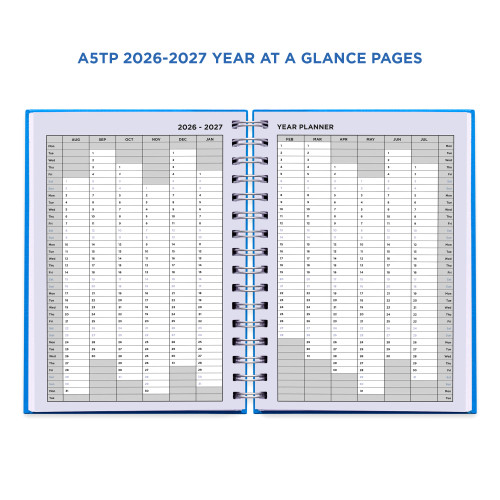 Example pages from a Pirongs Teacher Planner, showing 2026-2027 year planner page spread Example pages from a Pirongs Teacher Planner, showing 2026-2027 year planner page spread