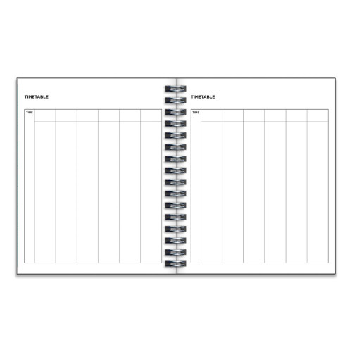 Example pages from a Pirongs standard A5+ week to view diary showing timetable pages Example pages from a Pirongs standard A5+ week to view diary showing timetable pages