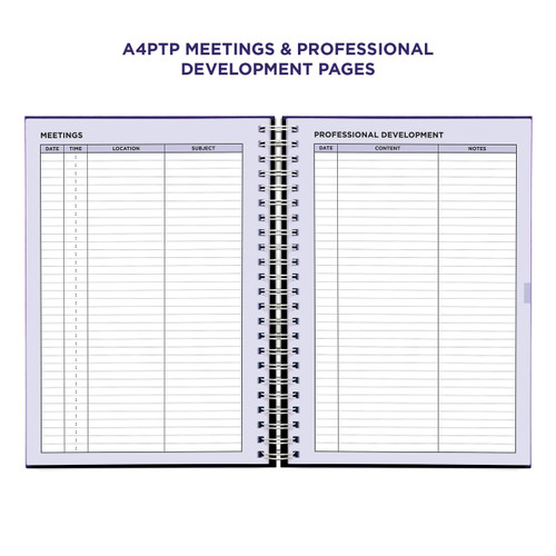 Example pages from a Pirongs Primary Teacher Planner, showing meetings and professional development pages Example pages from a Pirongs Primary Teacher Planner, showing meetings and professional development pages