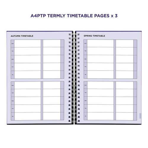 Example pages from a Pirongs Teacher Planner, showing timetable pages Example pages from a Pirongs Teacher Planner, showing timetable pages