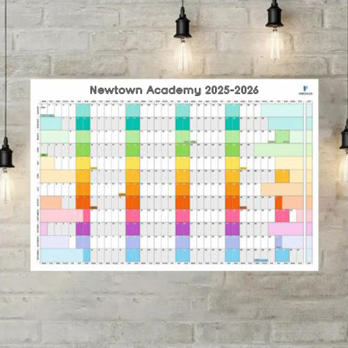 A Pirongs Personalised Family Wall Planner for 2025 with a rainbow shades colour scheme, and personalised family name A Pirongs Personalised Family Wall Planner for 2025 with a rainbow shades colour scheme, and personalised family name