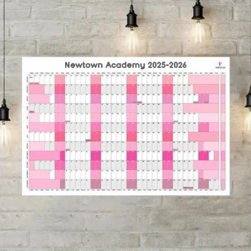 A Pirongs Personalised Family Wall Planner for 2025 with a pink shades colour scheme, and personalised family name A Pirongs Personalised Family Wall Planner for 2025 with a pink shades colour scheme, and personalised family name