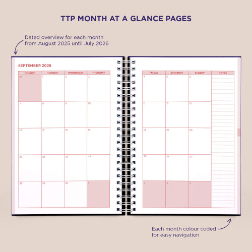 Inside Pirongs trainee teacher planner showing month at a glance pages Inside Pirongs trainee teacher planner showing month at a glance pages