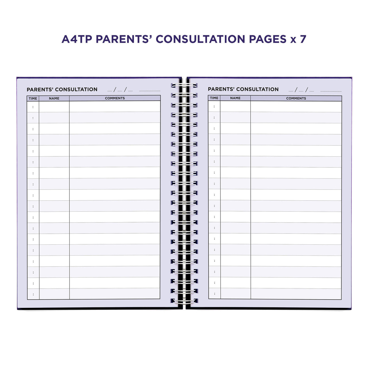 Example pages from a Pirongs Teacher Planner, showing parents' consultation pages Example pages from a Pirongs Teacher Planner, showing parents' consultation pages