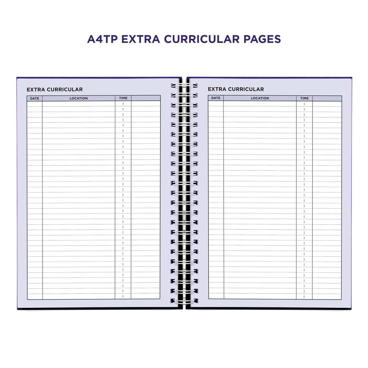 Example pages from a Pirongs Teacher Planner, showing extra-curricular pages Example pages from a Pirongs Teacher Planner, showing extra-curricular pages