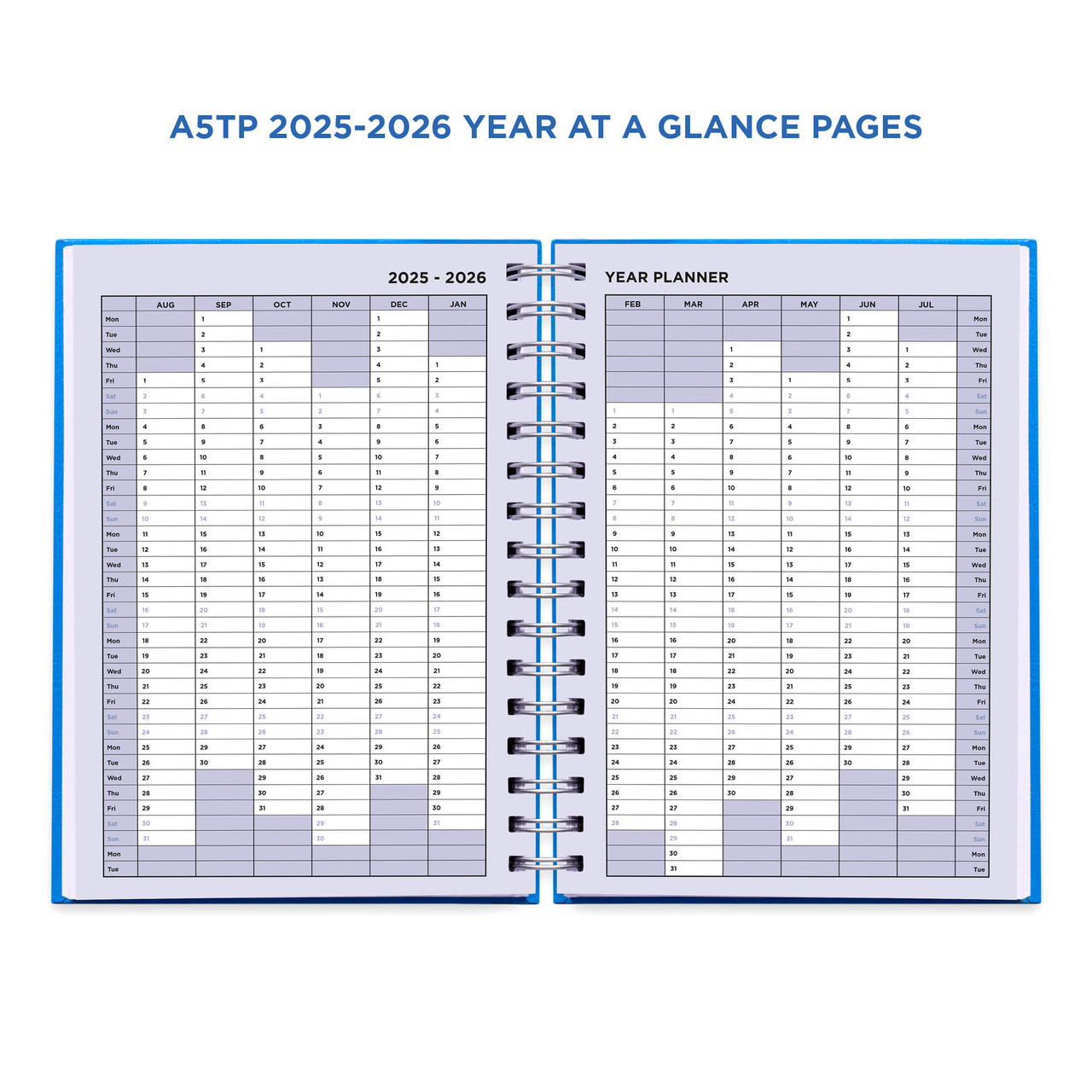 Example pages from a Pirongs Teacher Planner, showing 2025-2026 year planner page spread Example pages from a Pirongs Teacher Planner, showing 2025-2026 year planner page spread