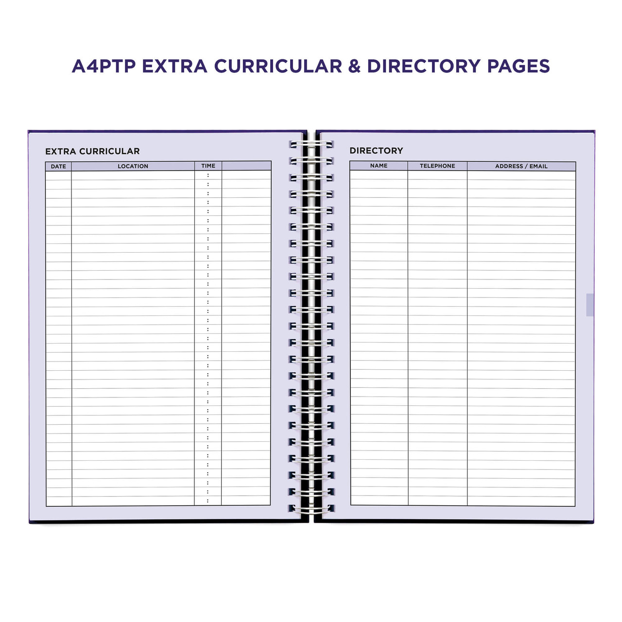 Example pages from a Pirongs Primary Teacher Planner, showing extra curricular pages Example pages from a Pirongs Primary Teacher Planner, showing extra curricular pages