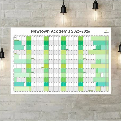 A Pirongs Personalised Family Wall Planner for 2025 with a green shades colour scheme, and personalised family name A Pirongs Personalised Family Wall Planner for 2025 with a green shades colour scheme, and personalised family name