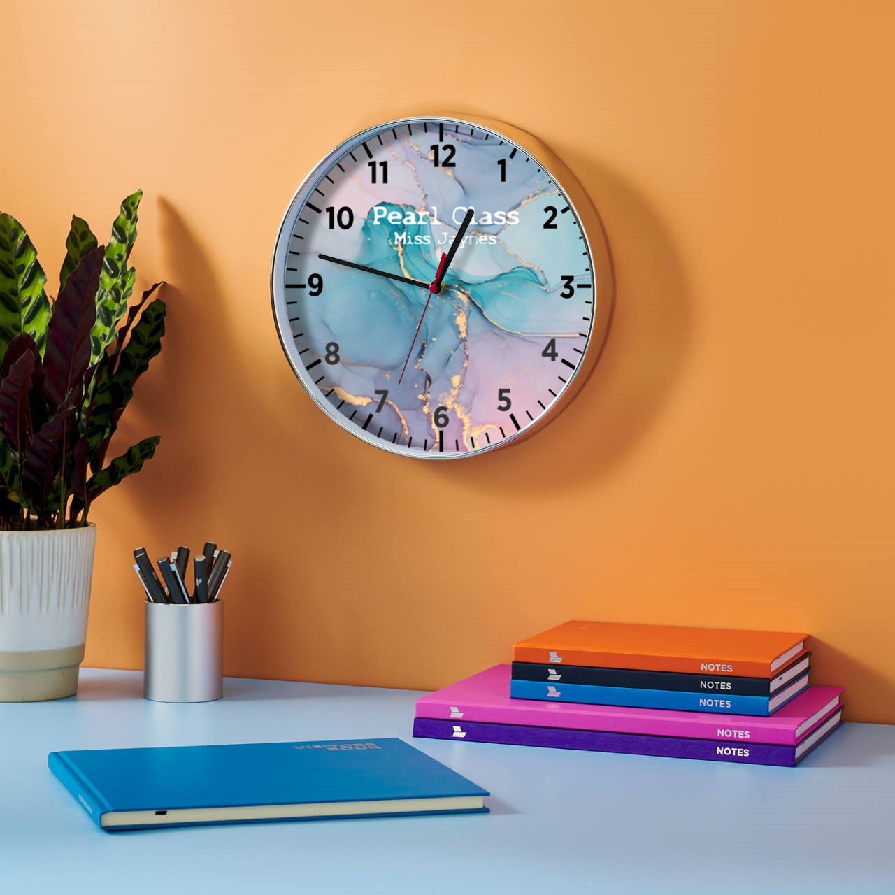 Personalised Designer Clock - Coloured Marble