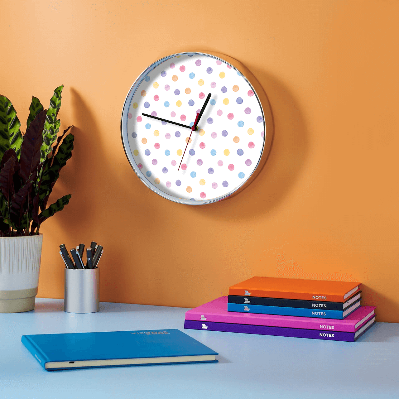Personalised Designer Clock - Pastel Polka Party