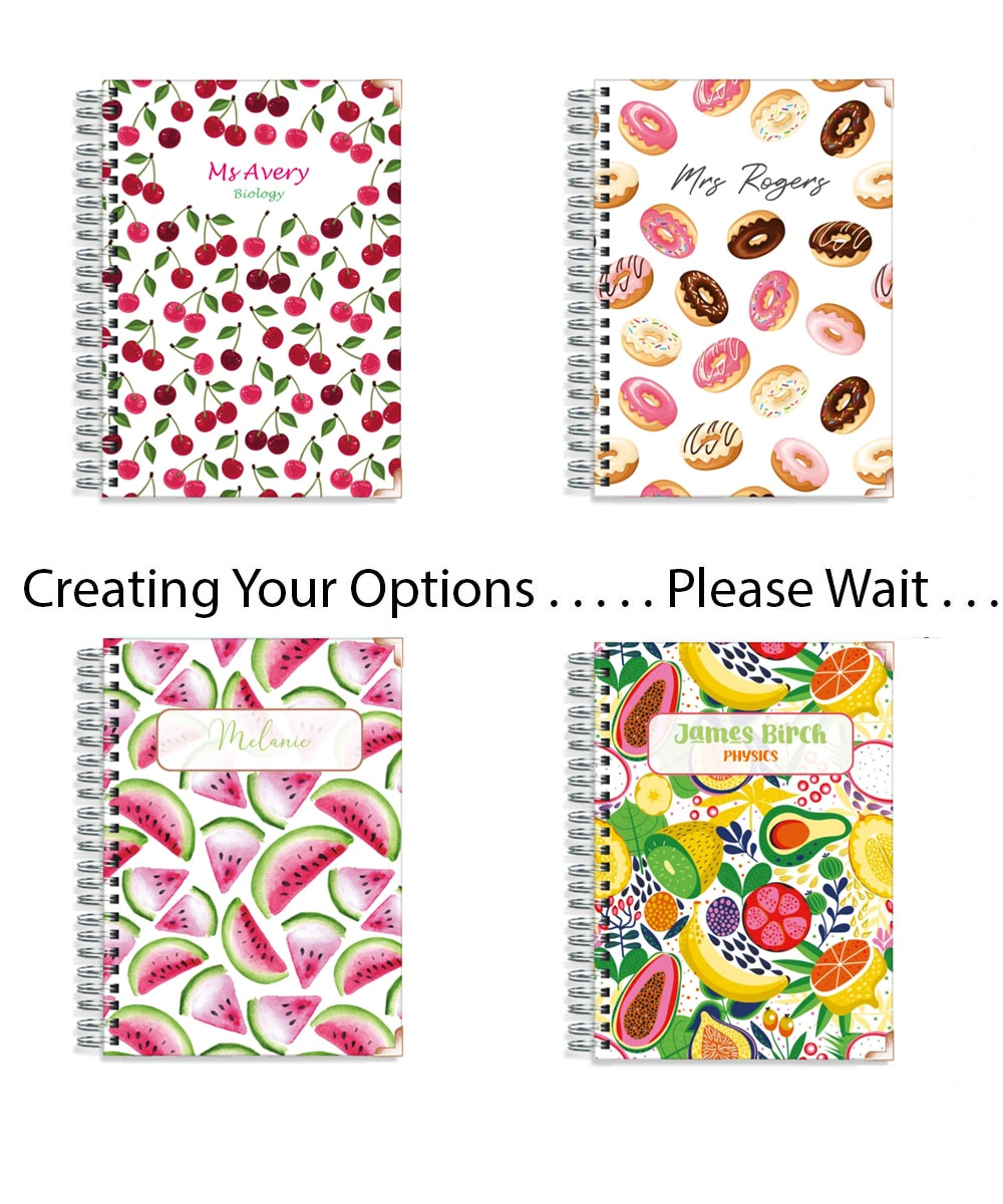 Pirongs Food designer teacher planner range showing available cover design options