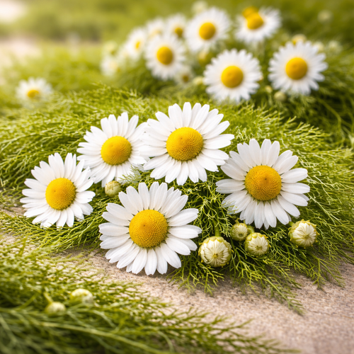 Fresh German chamomile flowers from Nepal grown for essential oil distillation and bulk supply.