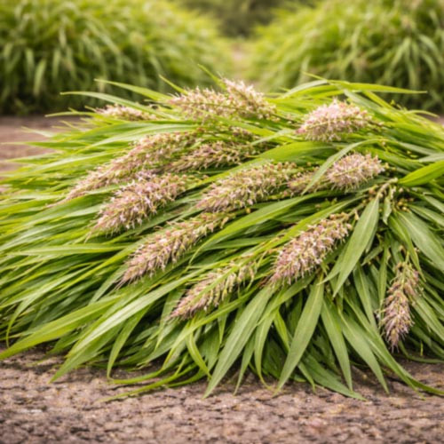 Palmarosa (Cymbopogon martinii) grass cultivated in India, showing the slender aromatic leaves used in the distillation of palmarosa essential oil. This image represents palmarosa oil supplied by West Coast Aromatics for aromatherapy, fragrance creation, skincare formulations, and professional manufacturing, available from small quantities to bulk supply.