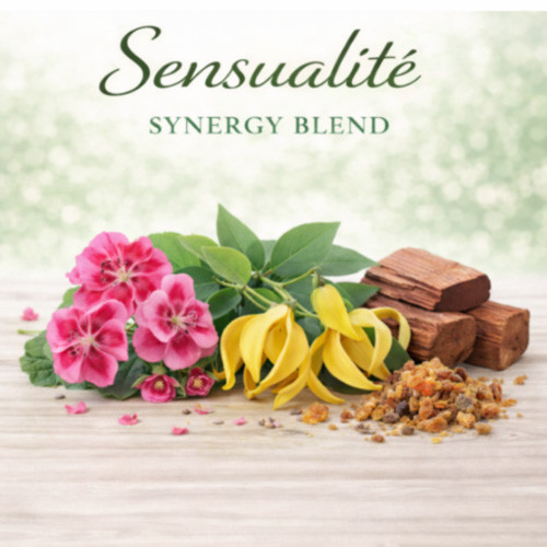 Sensualité essential oil synergy blend for wholesale aromatherapy and body care formulation
