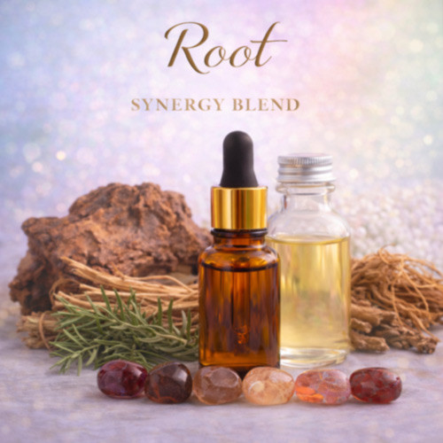 Root essential oil synergy blend for wholesale aromatherapy and body care formulation