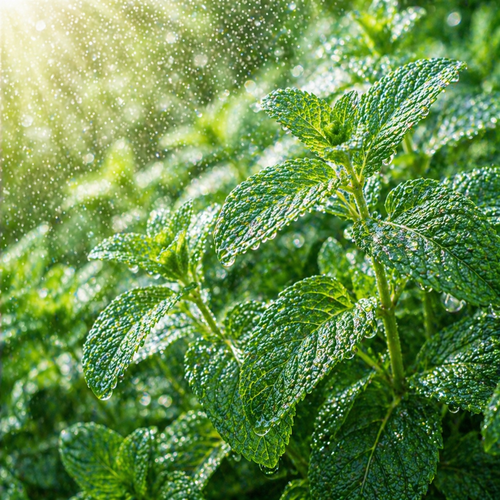 Peppermint Floral Water hydrosol fresh peppermint leaves with water droplets natural botanical mist for skincare toner aromatherapy freshness