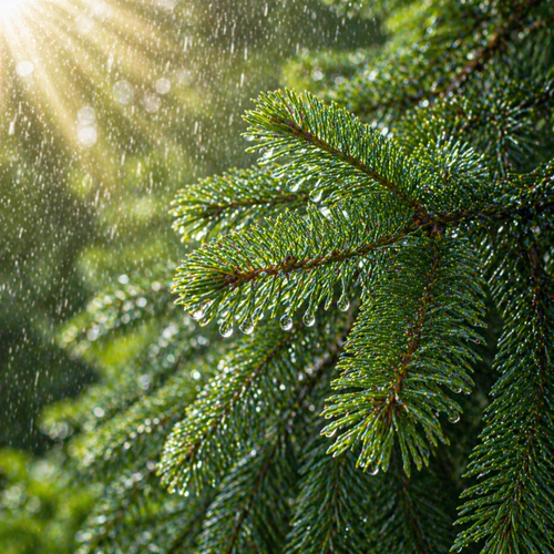 Spruce Floral Water hydrosol fresh spruce needles with dew and light rain natural forest botanical for skincare toner aromatherapy and spa use.