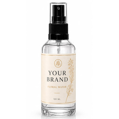 Private label floral water in a 100 ml glass spray bottle