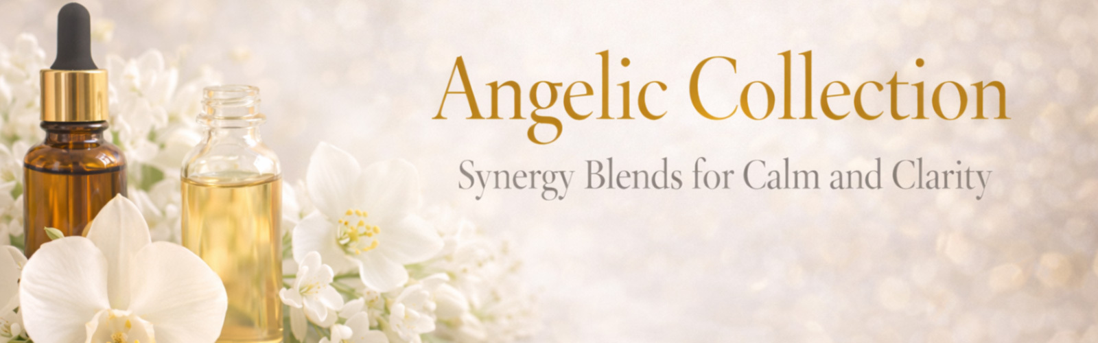 Angelic Collection synergy blends with botanical florals and refined aromatherapy elements, designed for calm, clarity, and professional wellness use.