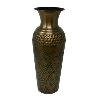 Medium Cross Weave Vase-Ant Brass