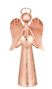 Rose Gold Angel Bell 6" - Heart