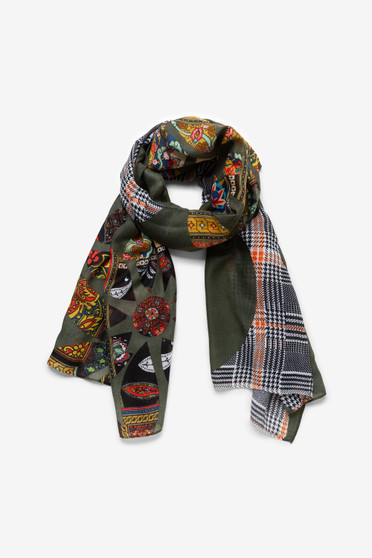 Floral and Check Scarf