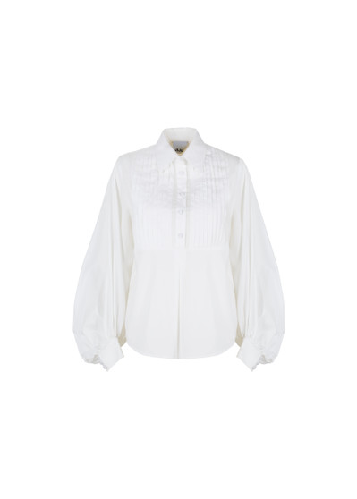 Jijil Collection White Tuxedo Long Sleeve Shirt