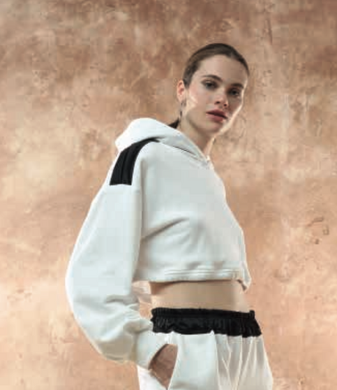 Hanita - Cream Crop Hooded Sweatshirt