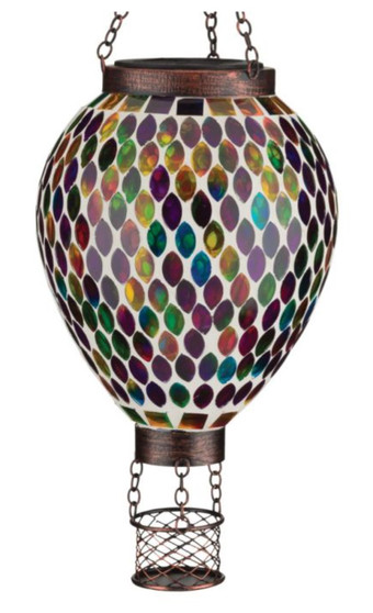 Mosaic Hot Air Balloon Solar Lantern Multi