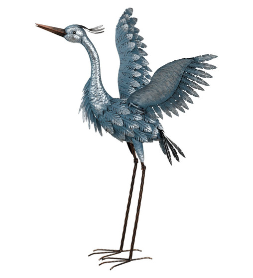 Metallic Blue Heron 29" - Wings Up