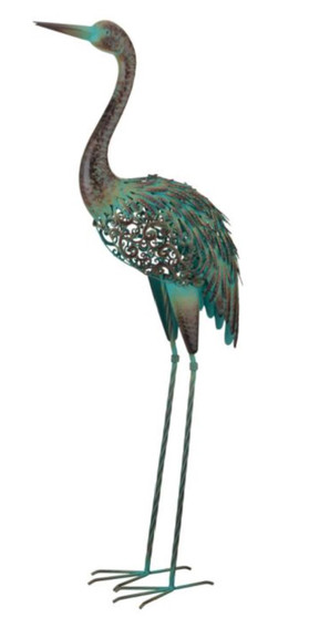 Patina Solar Crane Decor - Up